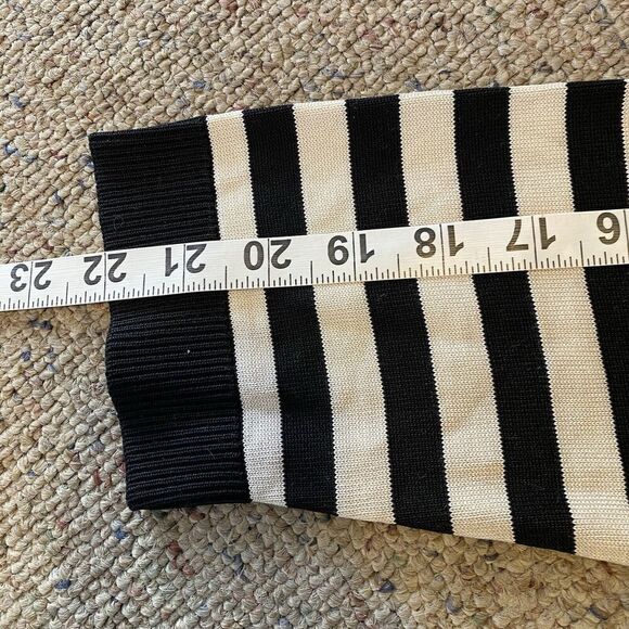 Vintage Talbots Knit Sweater Women Plus 1X Silk Nylon Black White Striped VNeck - Picture 5 of 9